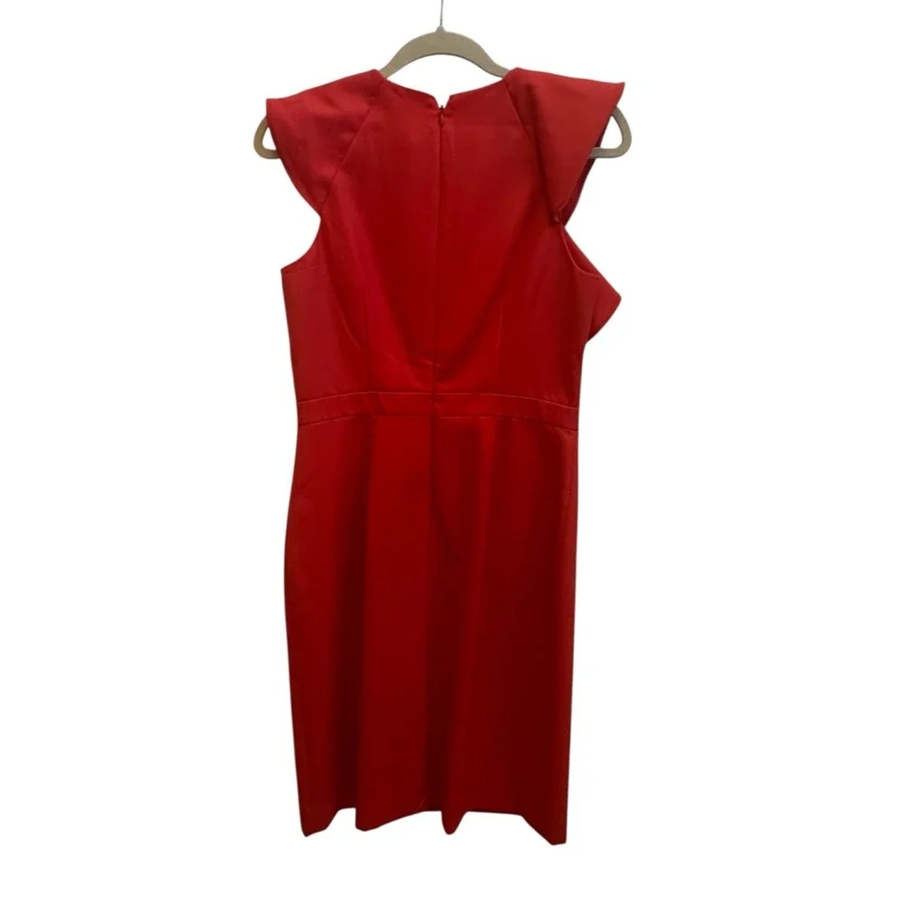 J Crew Suiting Dress Flutter Sleeve Suit Dress Office Career Red Womens NWT Sz 4